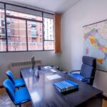 Italian course classroom with a map of Italy hung on the wall